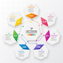 Heptagon infographic,Diagram with 7 options,Vector design element.