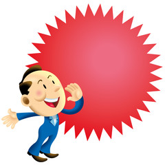 Business man shout about the discount promotion during the opening celebration