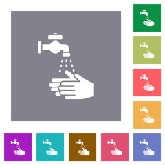 Hand washing square flat icons