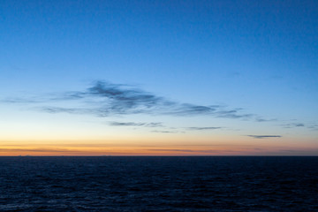 Fototapeta na wymiar KARA SEA RUSSIA - 2014 OCTOBER 04. Sunset at Kara Sea in the Arctic.
