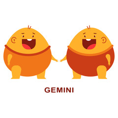 Gemini cute zodiac sign vector cartoon character isolated on a white background.