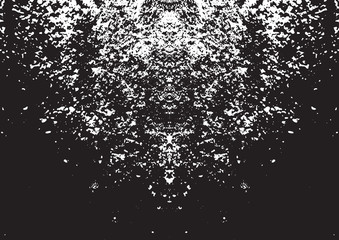 Black and white vintage grunge futuristic background. Suitable to create unique overlay textures with the effect of scratching, breaking, antiquity and old materials. Symmetric vector texture.