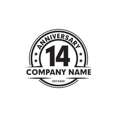 14th year anniversary emblem logo design template
