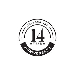 14th year anniversary emblem logo design template