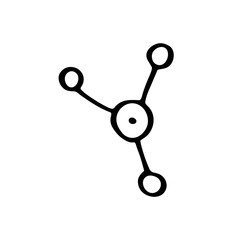 Chemical compounds, blood element cartoon hand drawn doodle vector illustration, icon, sticker. Black line art design. Isolated on white background. Easy to change color. Medicine, health care.