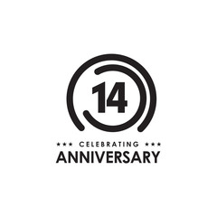 Fototapeta premium 14th year anniversary emblem logo design template