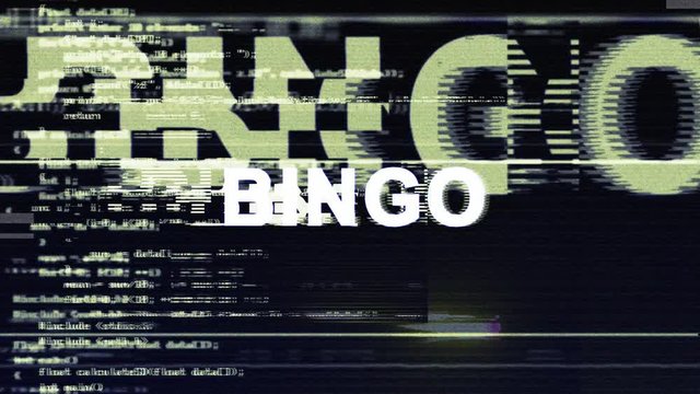 BINGO Glitch Text Animation, Rendering, Background, with Alpha Channel, Loop, 4k
