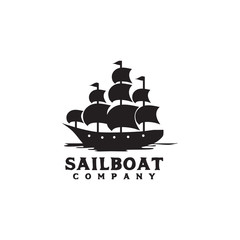 Sail boat icon logo design vector template