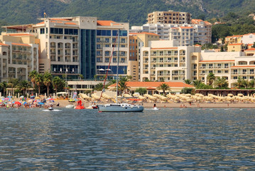 Fototapeta premium Hotels in Becice at Montenegro on the coast of the Adriatic sea.
