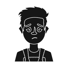 Vector design of guy and sad sign. Collection of guy and expressing stock vector illustration.