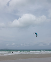 Ruakaka coast. New Zealand. Beach and ocean. Kite surfing