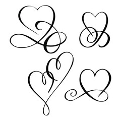 vector image of a heart with curls, elegant brush calligraphy. Illustration isolated for design, postcards, congratulations.