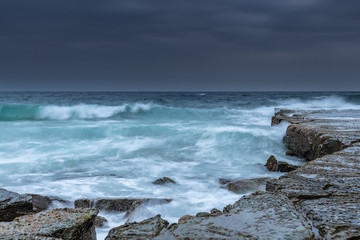 Overcast and Cloudy Morning Seascape