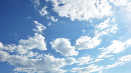 Blue sky with white clouds in rainy season.