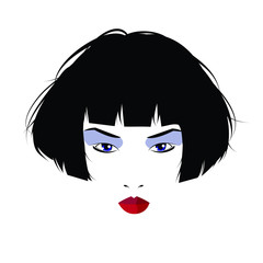 Asian fashion woman in style pop art. Vector illustration