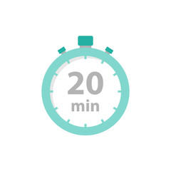 Stopwatch 20 min icon flat style
