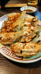 Gyoza in a plate on the table