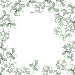 Saint Patrick's Day  background with with hand drawn green clover.  Sketch illustration