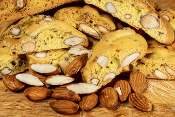 Cantucci or Cantuccini, typical dry biscuits from the Tuscany region, made with flour, eggs, yeast...