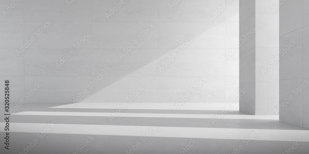Leinwandbilder abstract of architecture space with rhythm of concrete block with sun light cast shadow on the wall.