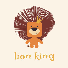 Cute cartoon lion, lion king