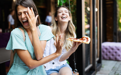 Woman rejecting unhealthy fast food because of gluten intolerance