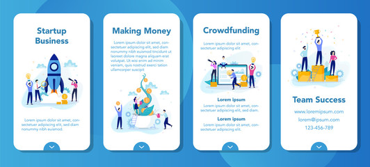 Business process mobile application banner. Business people