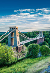 Clifton Suspension Bridge which spans the Avon gorge with the river Avon below, Bristol, England. UK. - obrazy, fototapety, plakaty