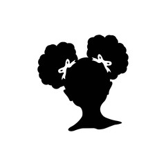 silhouette cartoon girl illustration icon vector