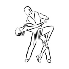 sketch of couple dancers Latino 