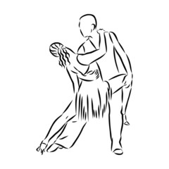 sketch of couple dancers Latino 