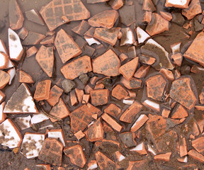 broken old brick on the ground