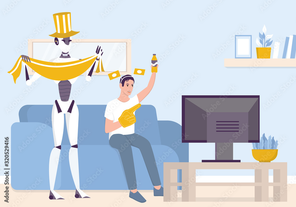 Aufkleber artificial intelegence as a part of human routine. domestic personal robot
