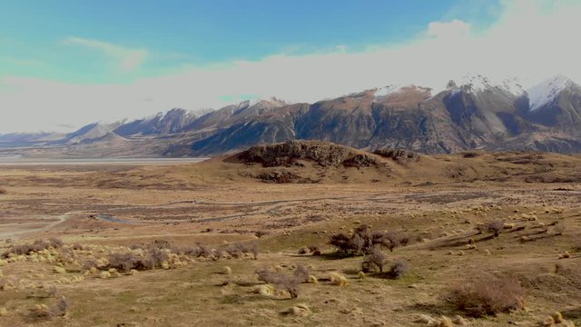 Drone view of Edoras, in The Lord of The Rings. Film Location (Mt Sunday in New Zealand)