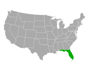 Fototapeta na wymiar Karte von Florida in USA