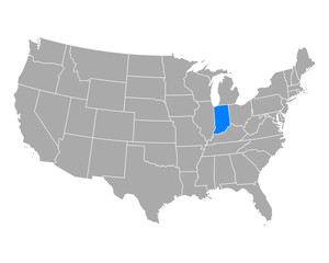 Fototapeta na wymiar Karte von Indiana in USA