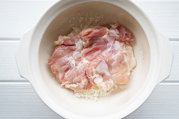 鶏もも肉のお粥