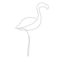 Flamingo continuous line drawing vector illustration