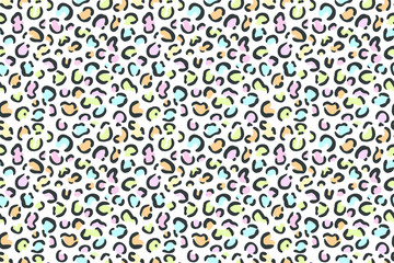 Leopard jaguar pattern seamless. Vector texture background. Colorful wild cat fur for kids