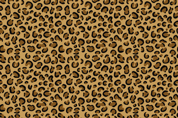 Leopard jaguar pattern seamless. Vector texture background. Brown wild cat fur.