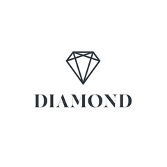 Fototapeta premium Diamond logo jewel jewelry boutique lux luxury gem gemstone crystal shape carat rich treasure expensive gift fashion sparkle royal wealth facet marriage engagement ring love romance