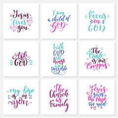 Vector set of religions lettering. Modern lettering illustration.