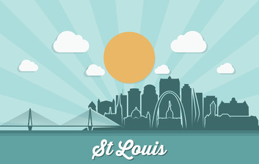 St Louis skyline - Missouri - United States of America USA - vector illustration - obrazy, fototapety, plakaty