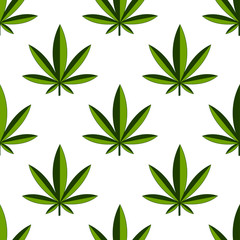 Marijuana leaf vector seamless pattern