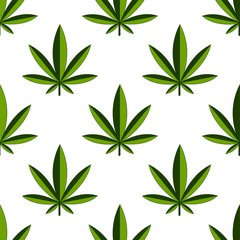 Marijuana leaf vector seamless pattern