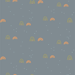 Seamless pattern with small line shapes. Blue color modern minimal texture. Terrain cartoon texture.