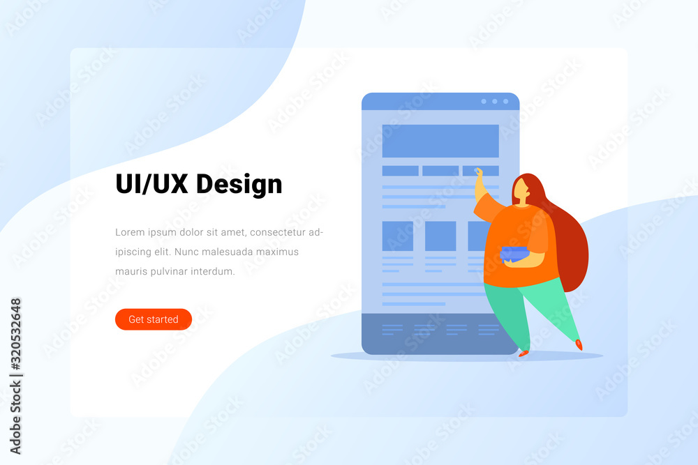 Canvas Prints ui/ux design woman working with website flat vector illustration.
