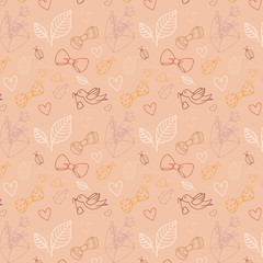 Spring pattern with flowers, bouquets, plants.