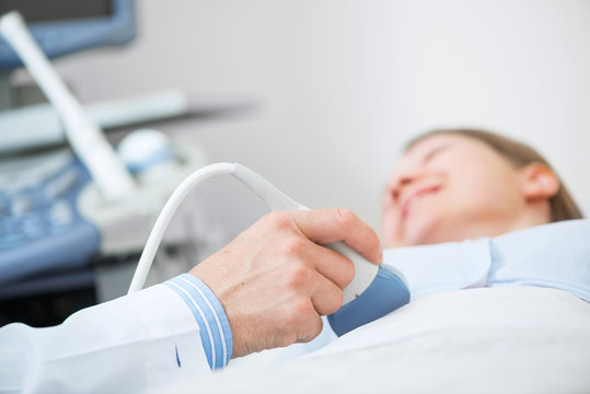 Sonogram procedure at modern hospital