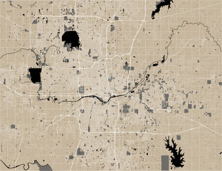 map of the city of Oklahoma, Oklahoma City, USA